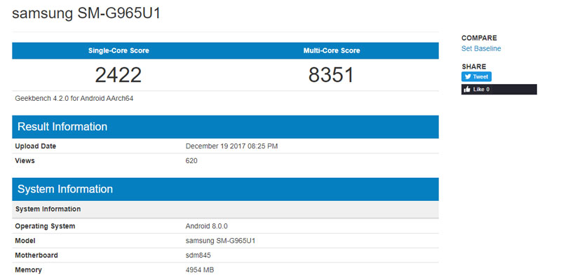 samsung galaxy s9 geekbench